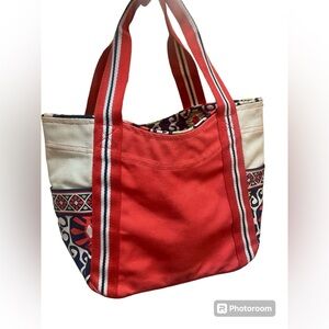 Vera Bradley Small Colorblock Tote In Sun Valley Pattern Canvas Purse